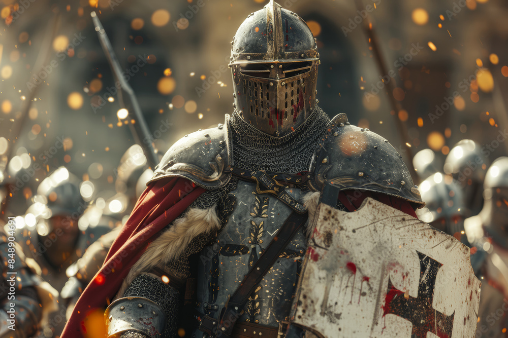 Knight with Sword and Shield in Action Knight with Sword and Shield in Action