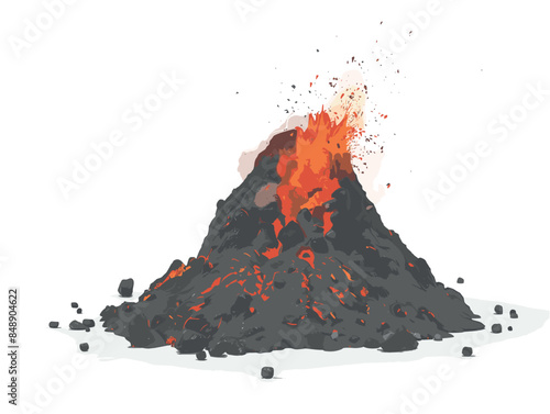white background, Illustration of andosol soil formed from volcanic ash and lava., very simple and isolate in the style of animated illustrations, white background