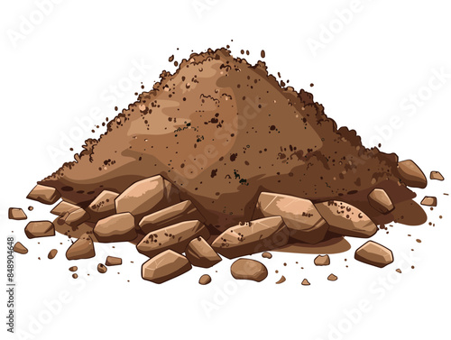 white background, Illustration of clay loam soil with a mixture of clay and sand., very simple and isolate in the style of animated illustrations, white background
