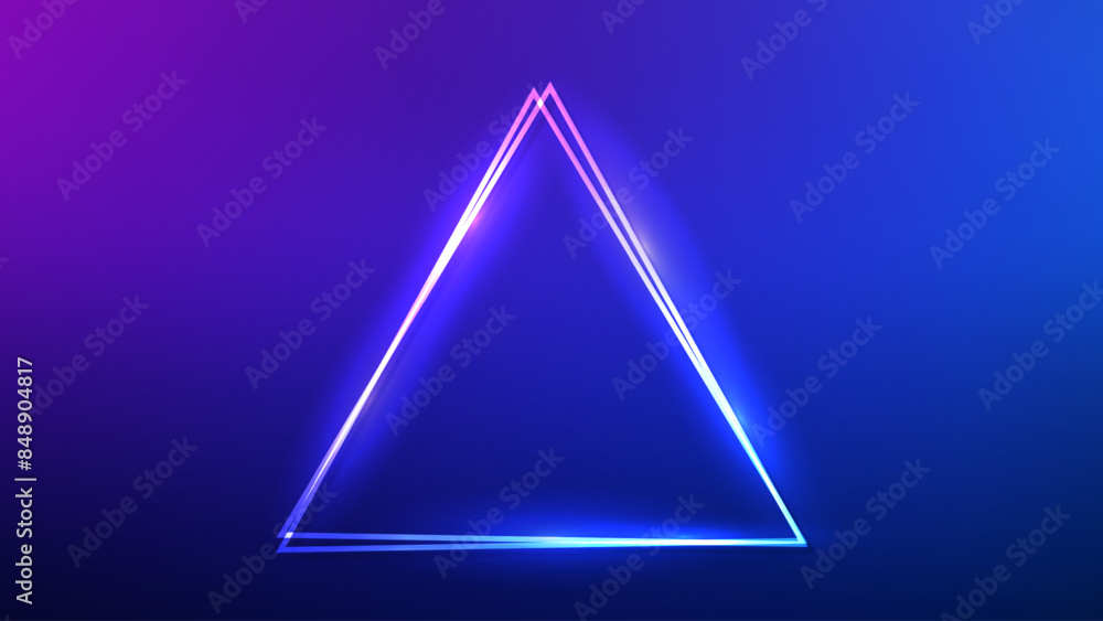 Neon double triangular frame with shining effects Neon double triangular frame with shining effects