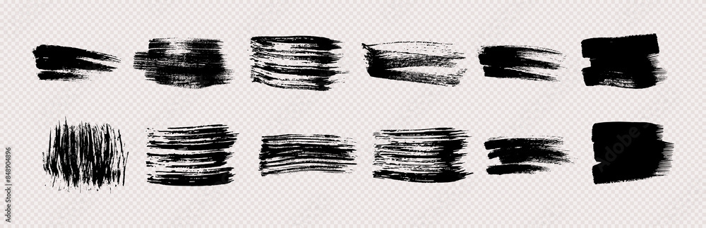Set of black grunge brush strokes Set of black grunge brush strokes