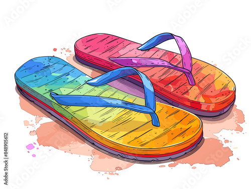 beautiful flip flops summer shoes on a white background vector illustration