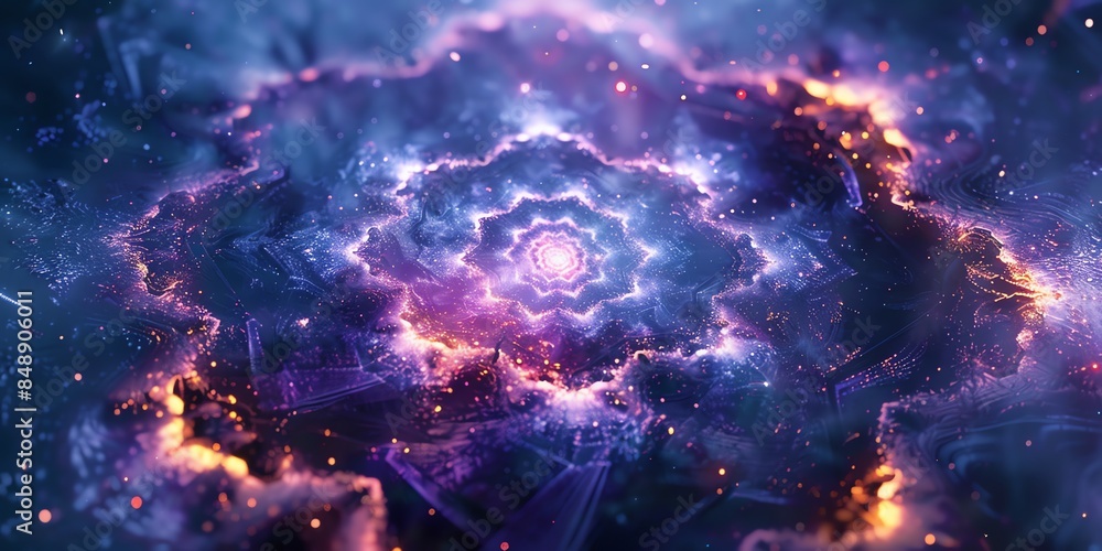 A hexagon, mystical design inspired by the I Ching, with ancient Chinese symbols and hexagrams. surrounded by an intricate pattern of trigrams. The background is a gradient of deep blues and purples, A hexagon, mystical design inspired by the I Ching, with ancient Chinese symbols and hexagrams. surrounded by an intricate pattern of trigrams. The background is a gradient of deep blues and purples,