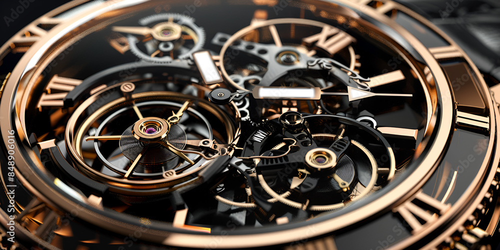 Detailed digital visualization capturing the elegance of a luxurious timepiece in a close-up shot.