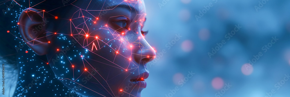 AI on a futuristic humanoid represents the concept of digital artificial intelligence, the concept of technological and innovative business development, as well as data science and cybernetics. AI on a futuristic humanoid represents the concept of digital artificial intelligence, the concept of technological and innovative business development, as well as data science and cybernetics.