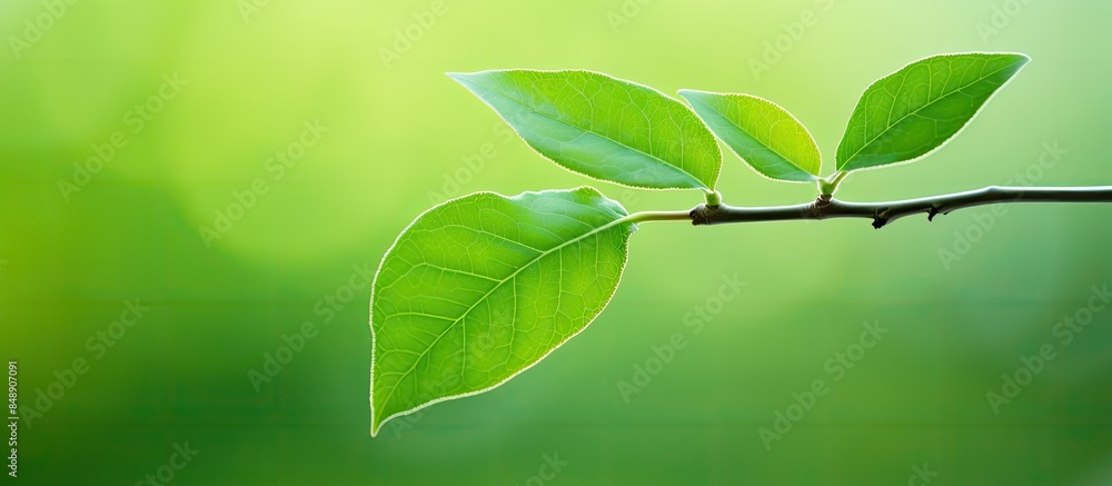 Macro shot of a green leaf against a blurry green backdrop with copy space image Macro shot of a green leaf against a blurry green backdrop with copy space image