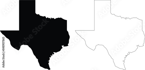 Texas State outline contour silhouette map