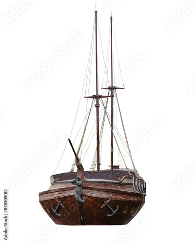 Fotografía old wooden sailing ship isolated