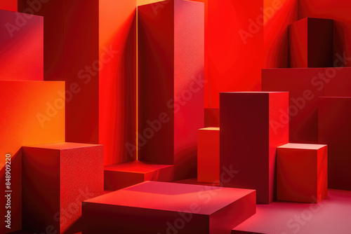 Surreal 3D Abstract Scene with Floating Geometric Shapes