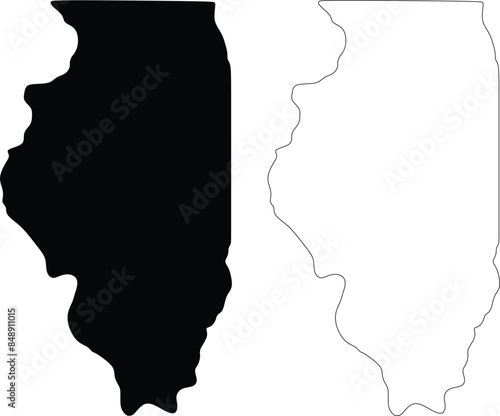 Illinois State outline contour silhouette map