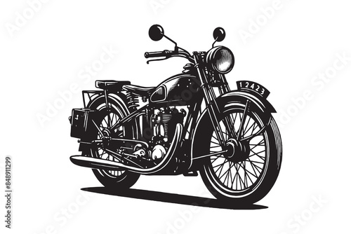 Retro Vintage Motorcycle silhouette Vector Illustration Artwork