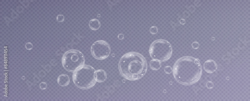 Realistic soap bubbles.Flying bubbles on a transparent background.	