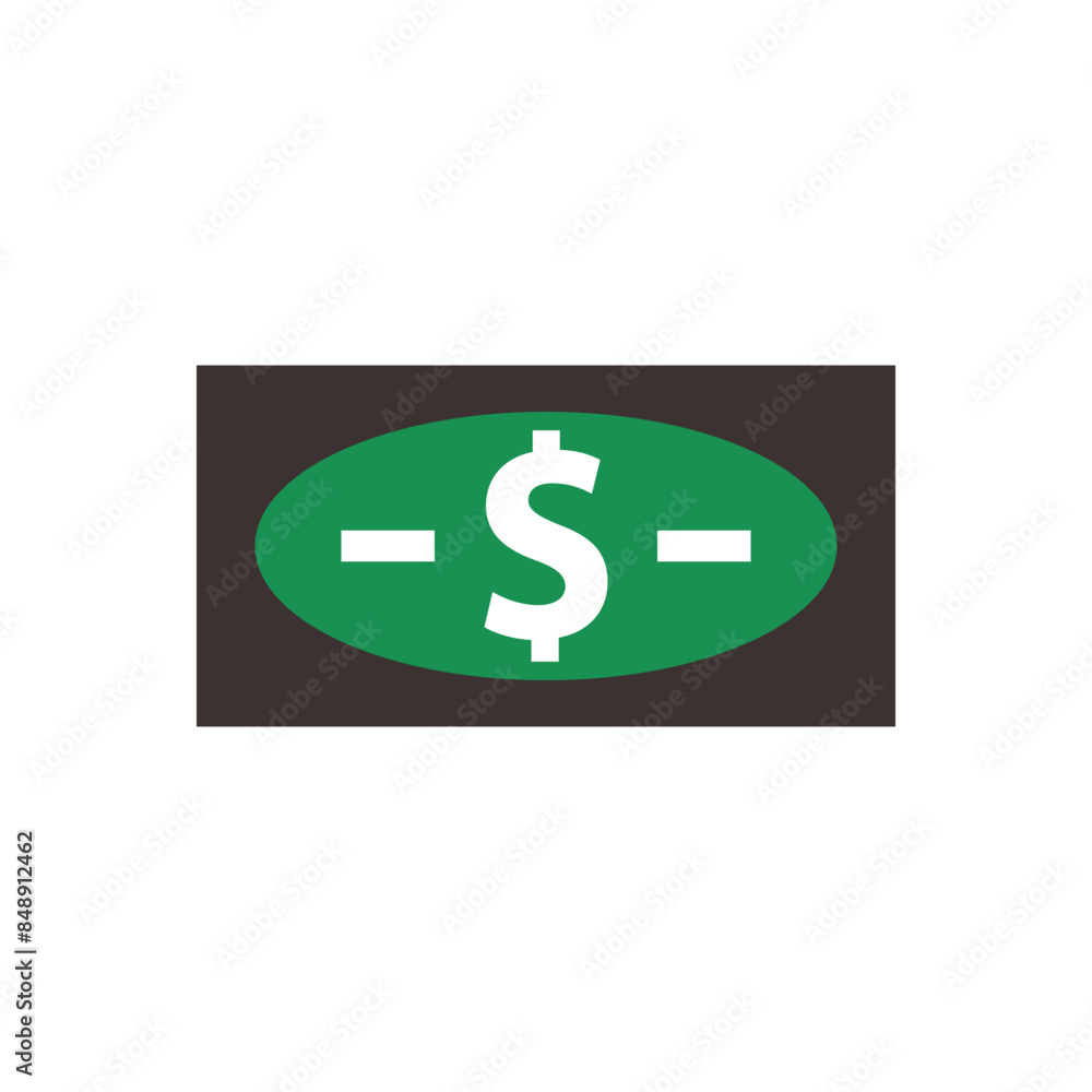 Banknote icon with dollar symbol, made in color style. Banknote icon with dollar symbol, made in color style.