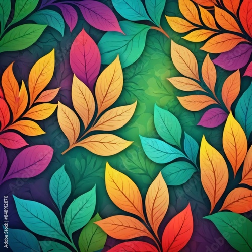 vibrant and colorful scene with a multitude of leaves in various shapes and sizes.