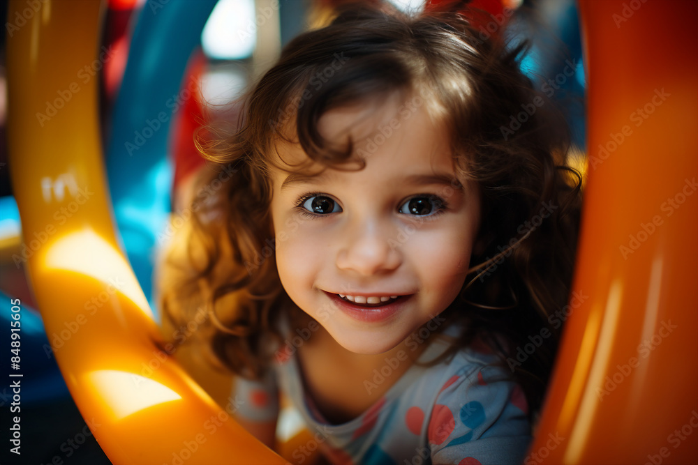 Cute children in playground playroom territory having fun playful childish mood made by Generative AI Cute children in playground playroom territory having fun playful childish mood made by Generative AI