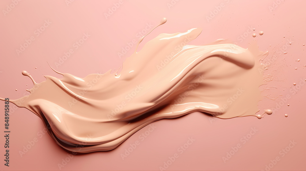 Elegant Make-up Splash in Pastel Shades on Pink Background Elegant Make-up Splash in Pastel Shades on Pink Background