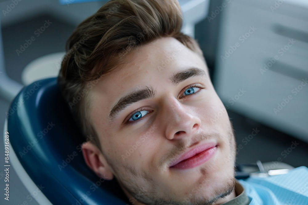 AI generated photo of young handsome man during appointment at dental clinic AI generated photo of young handsome man during appointment at dental clinic