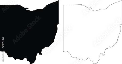Ohio State outline contour silhouette map