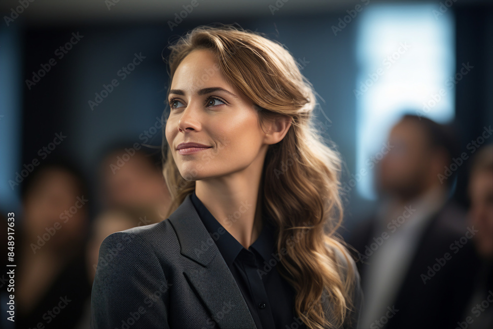 Generative AI composition image Exited motivational speaker on stage Diversity Success Leadership concept performance Generative AI composition image Exited motivational speaker on stage Diversity Success Leadership concept performance