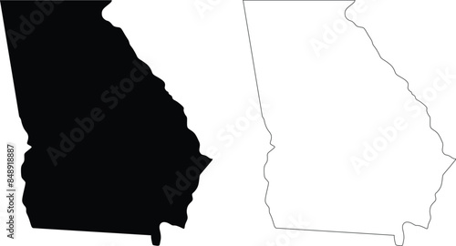 Georgia State outline contour silhouette map