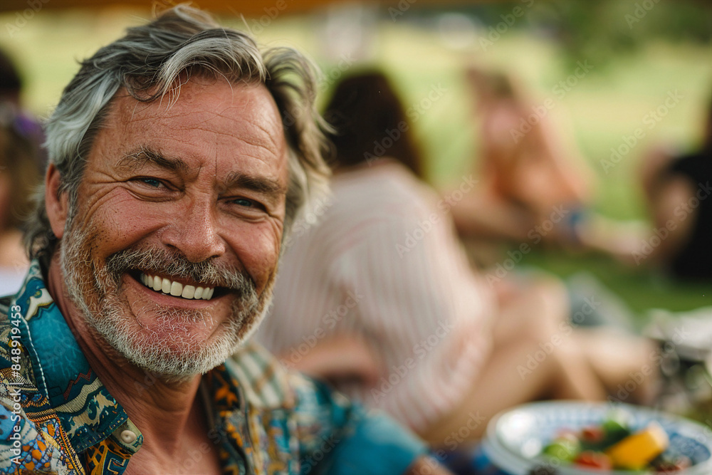 AI generated image of nice handsome man on summer fair generative AI concept AI generated image of nice handsome man on summer fair generative AI concept