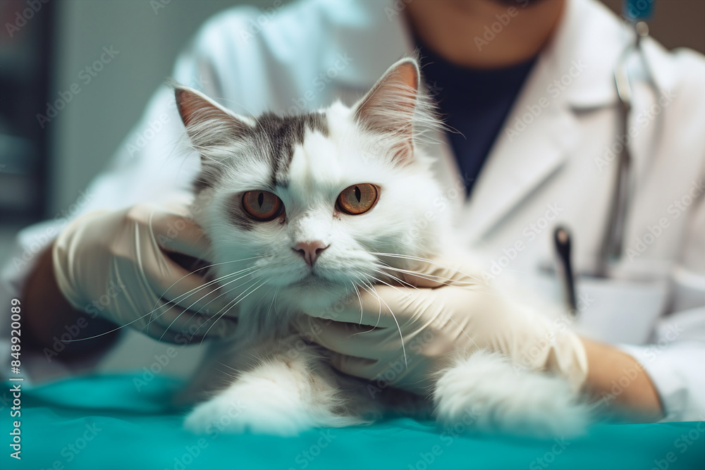 Created with generative AI image of veterinarian or animal doctor with a dog in veterinarian clinic office Created with generative AI image of veterinarian or animal doctor with a dog in veterinarian clinic office