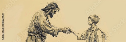 Jesus' Promise of Eternal Life, Biblical Illustration Highlighting the Gift of Faith and Redemption,Christian banner