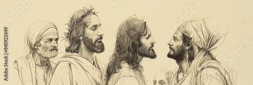 Jesus' Resurrection and Appearances to Disciples, Biblical Illustration of Faith, Perfect for Religious Banner,Christian banner