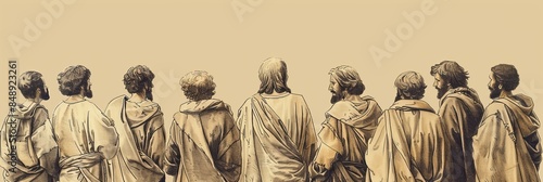 Jesus' Commissioning of the Seventy-Two, Biblical Illustration of Mission, Perfect for Religious Banner,Christian banner