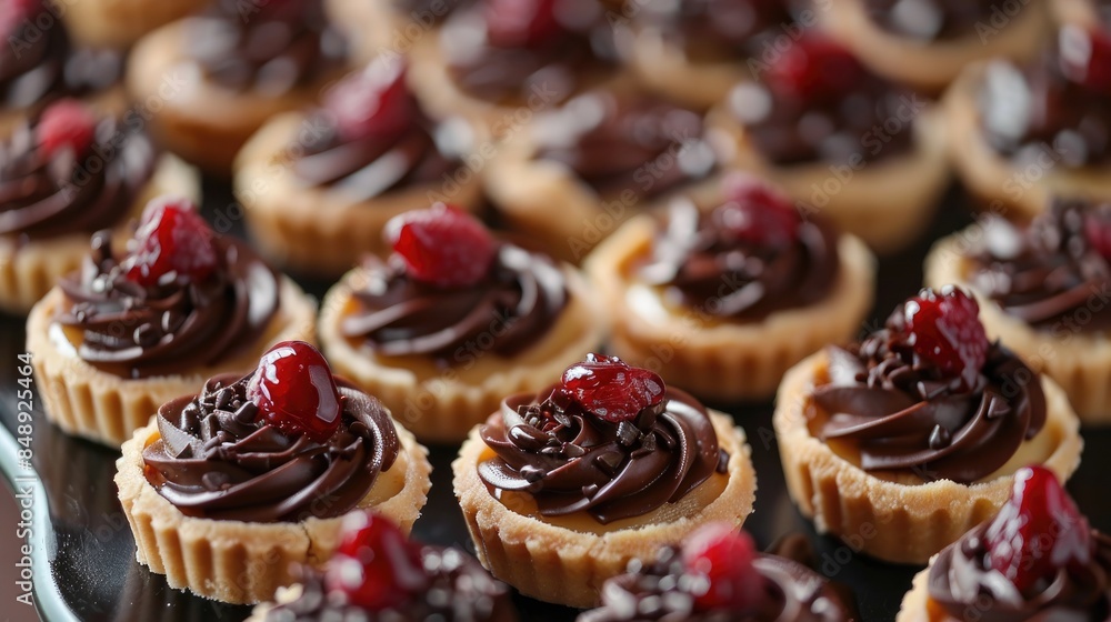Cream filled Mini Tartlets and Chocolate Cream Dessert Cream filled Mini Tartlets and Chocolate Cream Dessert