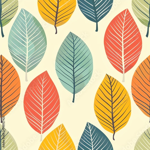 Colorful leaves seamless pattern. Vector illustration.
