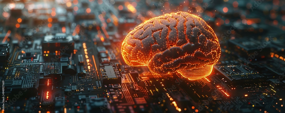 A symbolic depiction illustrates a human brain glowing within the ...