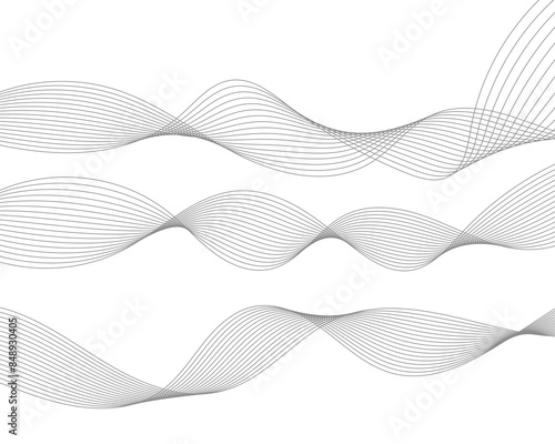 Vector abstract background with dynamic waves, lines and particles. 