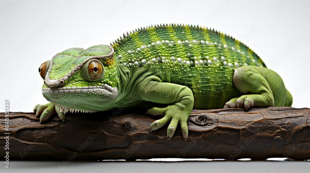 Fototapeta premium A Veiled Chameleons Vigilant Gaze: A Portrait of Curiosity in the Wild