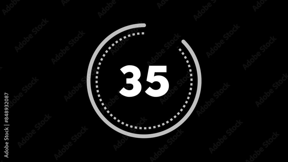 40 seconds dashed (dotted) circle countdown. Silver Grey on Black background. Big circle with inner dashed (dotted) line countdown timer. Stylish simple design. 4K Motion Graphics. Element. 40 seconds dashed (dotted) circle countdown. Silver Grey on Black background. Big circle with inner dashed (dotted) line countdown timer. Stylish simple design. 4K Motion Graphics. Element.