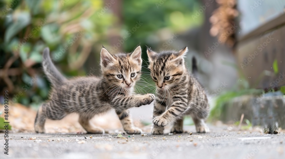 Playful Kittens in a Garden Playful Kittens in a Garden