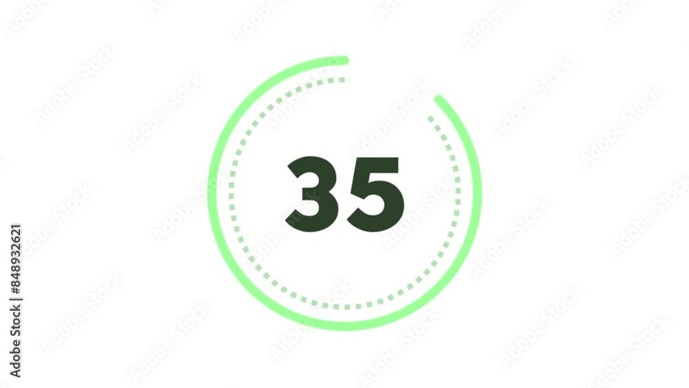 40 seconds dashed (dotted) circle countdown. Mint Green on White background. Big circle with inner dashed (dotted) line countdown timer. Stylish simple design. 4K Motion Graphics. Element. 40 seconds dashed (dotted) circle countdown. Mint Green on White background. Big circle with inner dashed (dotted) line countdown timer. Stylish simple design. 4K Motion Graphics. Element.