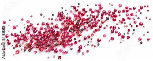 pink peppercorns clipart, spice element, realistic illustration, vibrant pink, isolated on white background