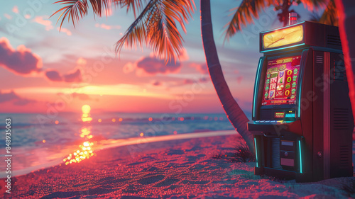 Sunset Slot Machine on a Tropical Beach