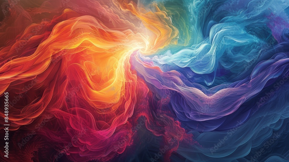 An abstract representation of spiritual energy, with colorful swirls and patterns that evoke a sense of peace and enlightenment. An abstract representation of spiritual energy, with colorful swirls and patterns that evoke a sense of peace and enlightenment.