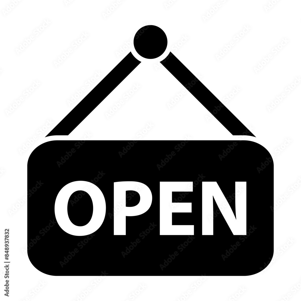 Open label hanging door sign icon vector for graphic design, logo, website, social media, mobile app, UI illustration Open label hanging door sign icon vector for graphic design, logo, website, social media, mobile app, UI illustration