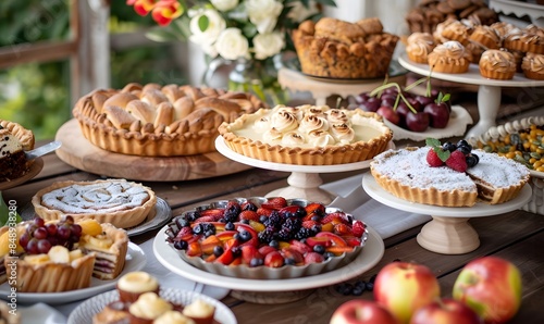 A table full of desserts and fruit, A table full of desserts and fruit, Generative AI