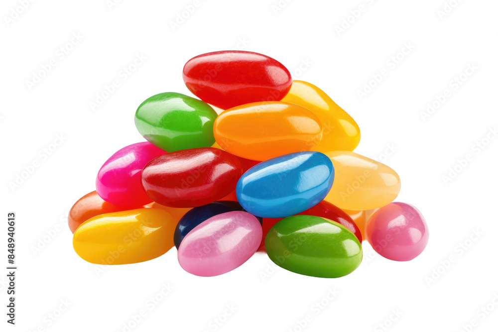 A Rainbow Explosion: Whimsical Pile of Jelly Beans on White Background on a Clear PNG or White Background. A Rainbow Explosion: Whimsical Pile of Jelly Beans on White Background on a Clear PNG or White Background.