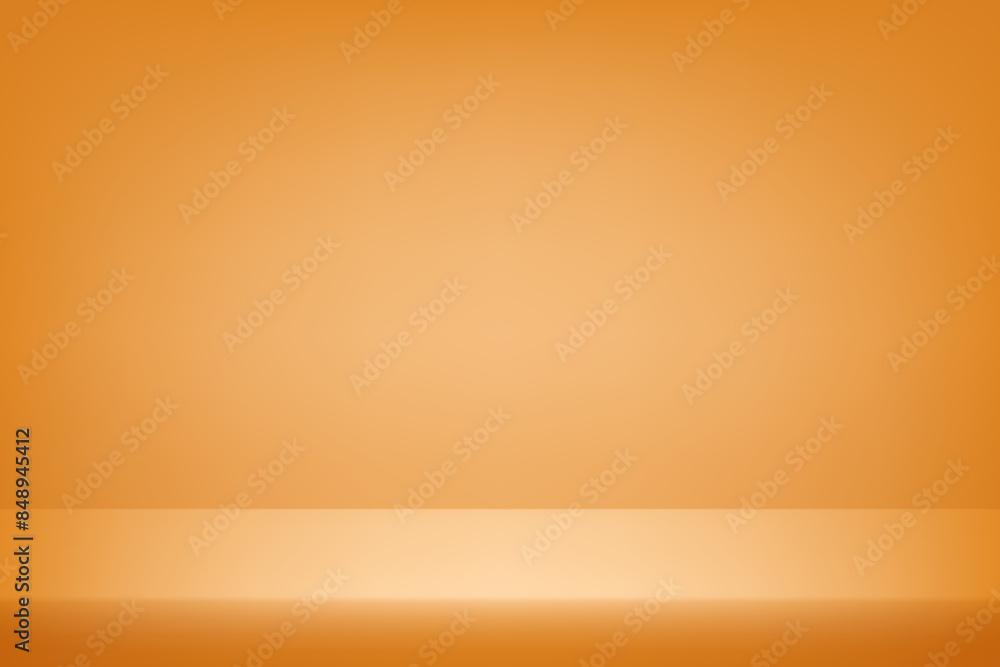 Orange Studio background. Orange Background Empty Room Studio with table. Space for selling products on the website. Abstract green showroom. Vector illustration.