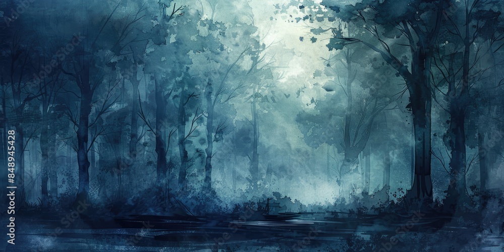 Fototapeta premium Dark Enchanted Forest at Night