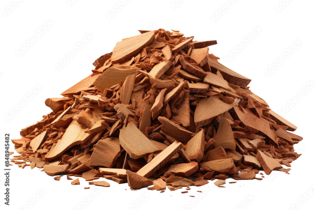 Fototapeta premium Whispers of Nature: A Pile of Sculpted Wood Shavings on a Clear PNG or White Background.