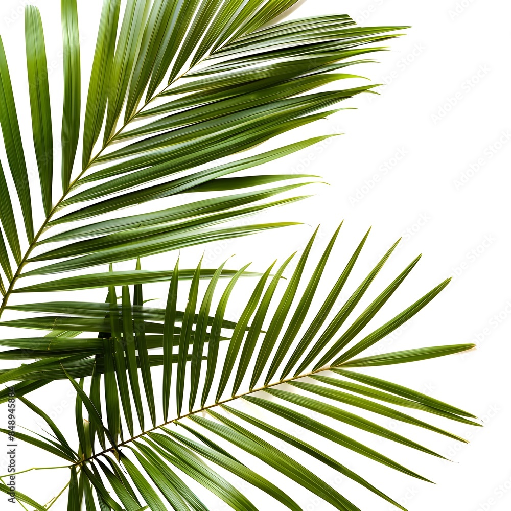 Fototapeta premium green tropical plants on white background