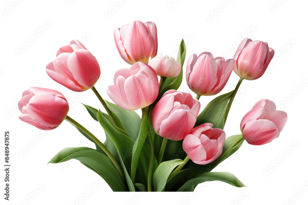 The Enchanting Symphony of Pink Tulips in a Vase on a Clear PNG or White Background. The Enchanting Symphony of Pink Tulips in a Vase on a Clear PNG or White Background.