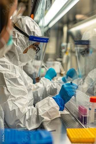 Medical researchers working in a life science laboratory to develop and test vaccines