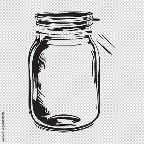 Simple flat jar icon, black vector illustration on transparent background